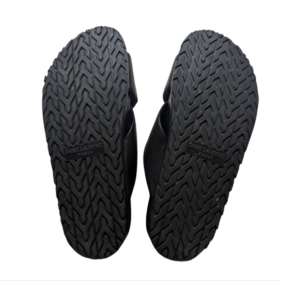 Saint Laurent Black Jimmy Slide Criss Cross Leather Sandals Size EU 38 - Picture 8 of 10